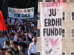 Banderola në Universitetin Politeknik jehonë protestës/ Pjesë e tubimit në ditën e 30 të revoltës shqiptare, 5 eurodeputetë! Thirrja e qytetarëve: Rama jep dorëheqjen